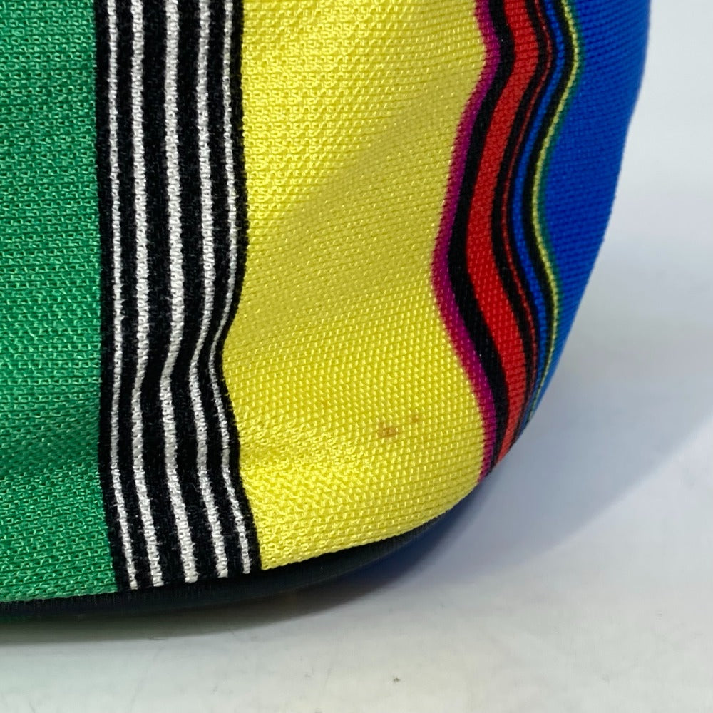 VERSACE Vintage Striped Mirrored Handbag/Pouch Vanity Bag in Canvas/Leather, Multicolor