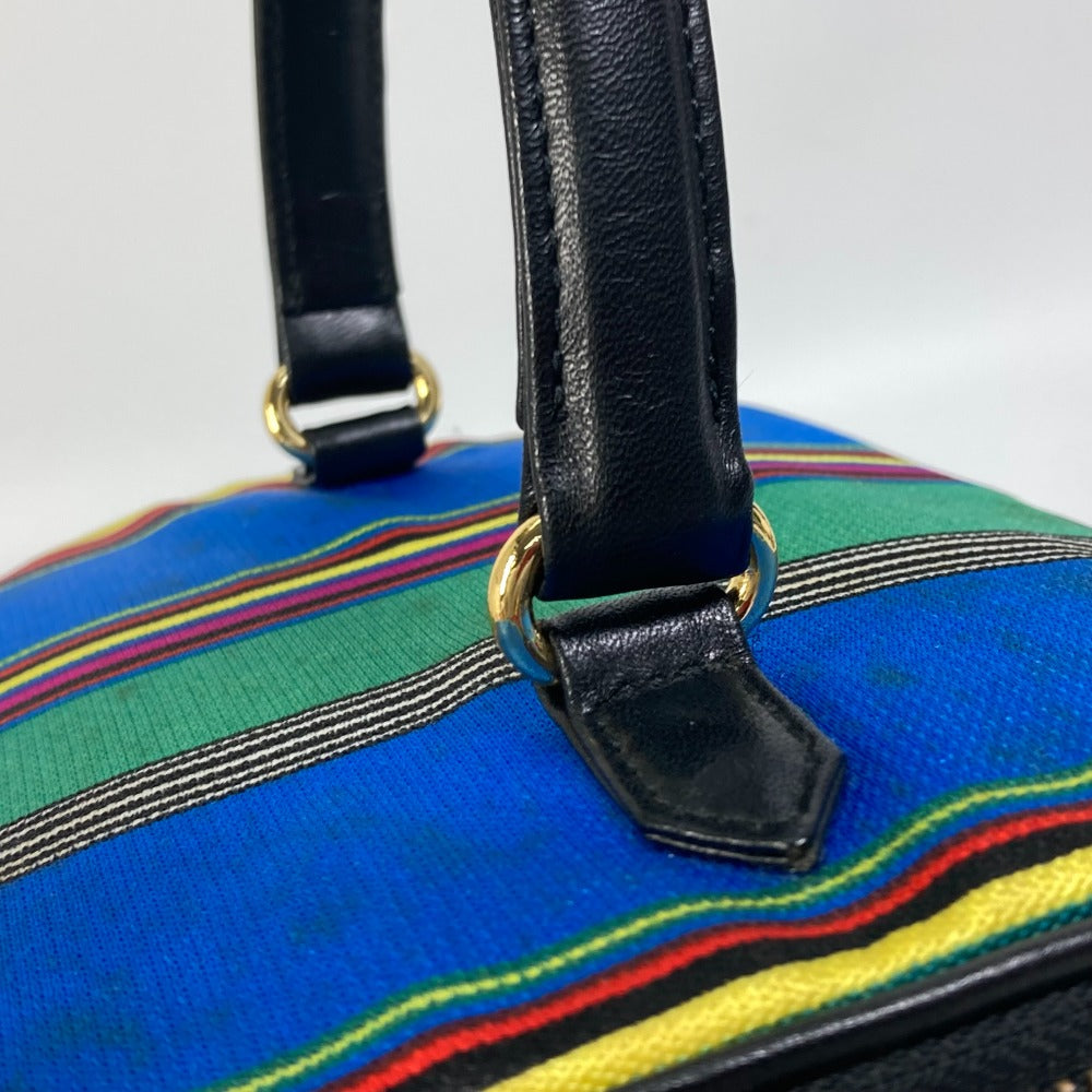 VERSACE Vintage Striped Mirrored Handbag/Pouch Vanity Bag in Canvas/Leather, Multicolor