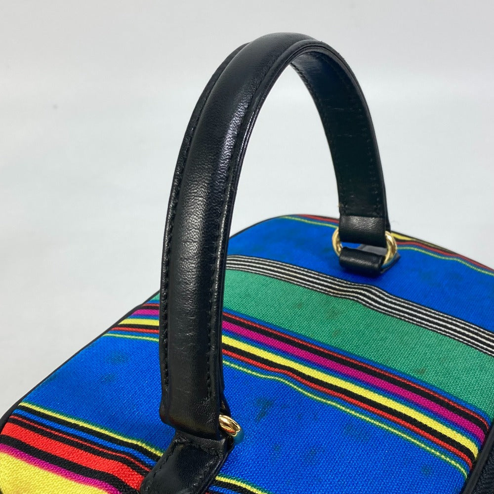 VERSACE Vintage Striped Mirrored Handbag/Pouch Vanity Bag in Canvas/Leather, Multicolor