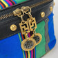 VERSACE Vintage Striped Mirrored Handbag/Pouch Vanity Bag in Canvas/Leather, Multicolor