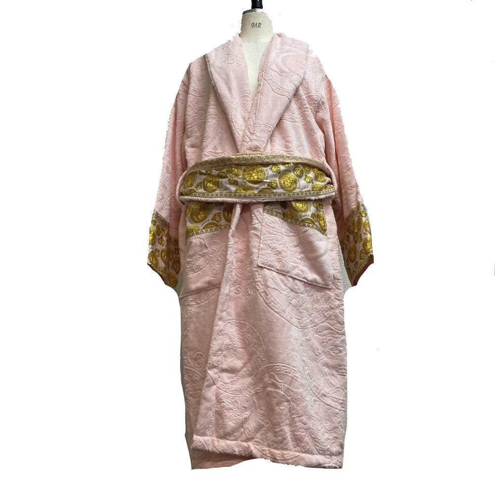 VERSACE Medusa Amplified Logo Bathrobe, Women's, Pink, Cotton