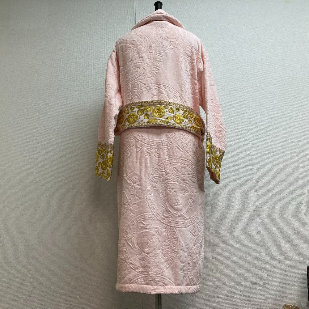 VERSACE Medusa Amplified Logo Bathrobe, Women's, Pink, Cotton