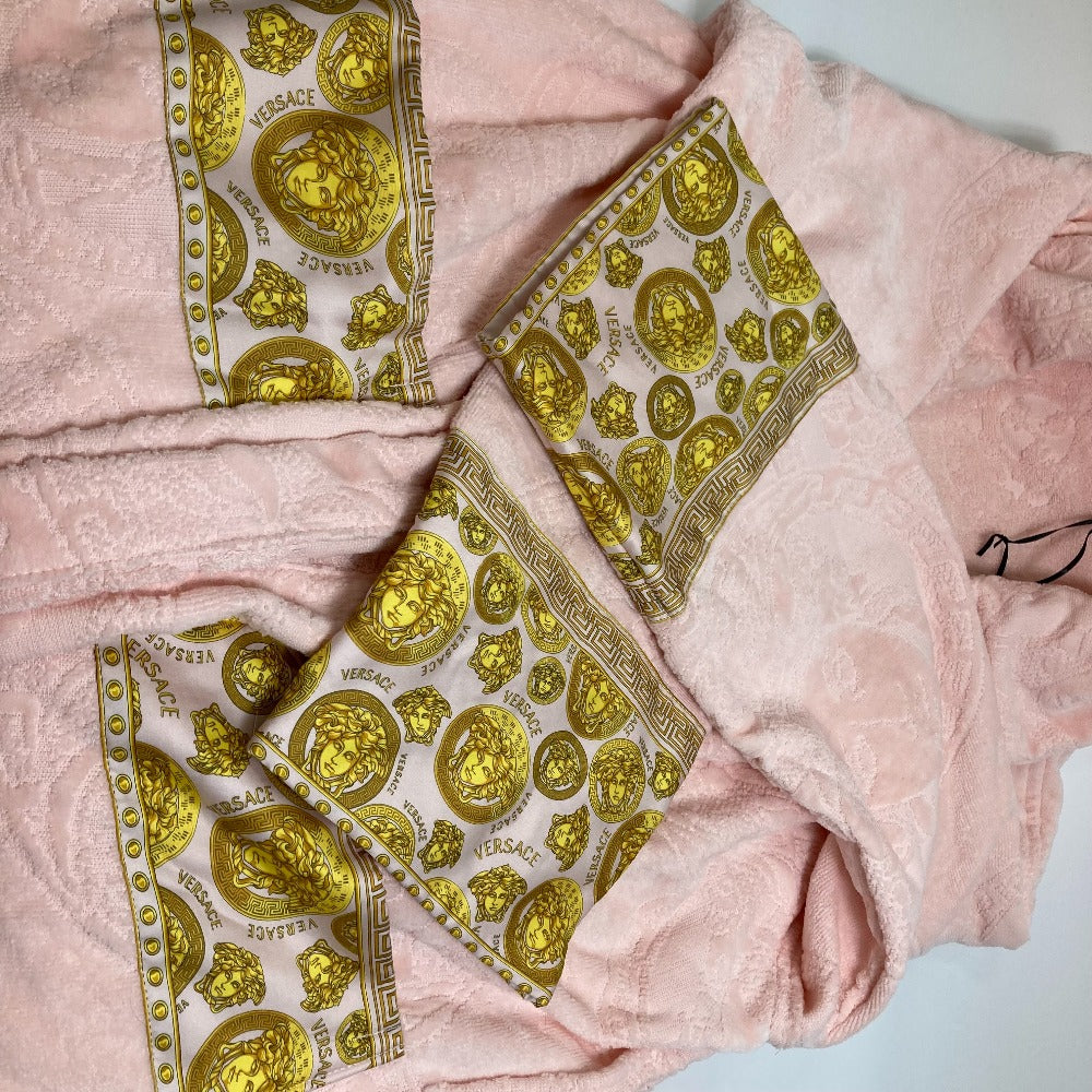 VERSACE Medusa Amplified Logo Bathrobe, Women's, Pink, Cotton
