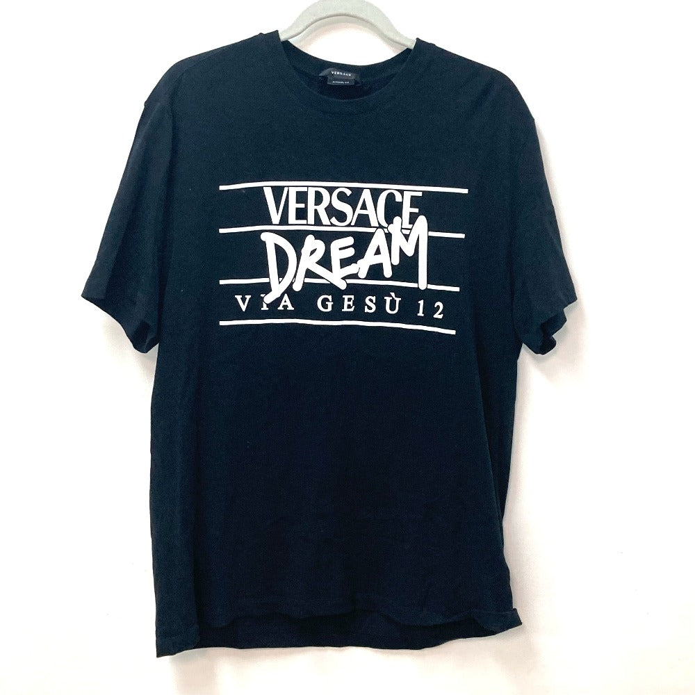 VERSACE DREAM Logo Tops Apparel Short Sleeve T-Shirt Cotton Men's Black