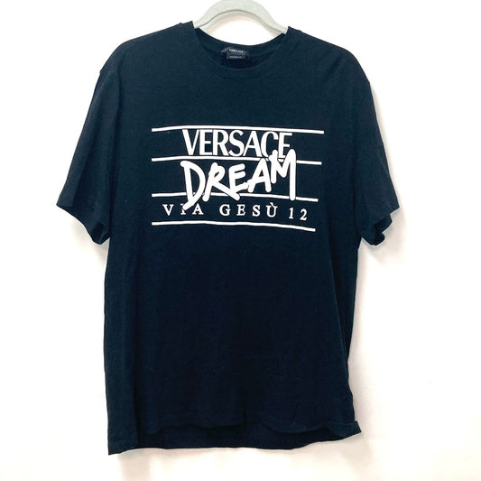 VERSACE DREAMドリーム ロゴ トップス アパレル 半袖Ｔシャツ コットン メンズ ブラック