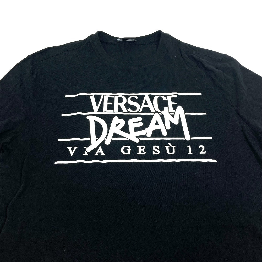 VERSACE DREAM Logo Tops Apparel Short Sleeve T-Shirt Cotton Men's Black