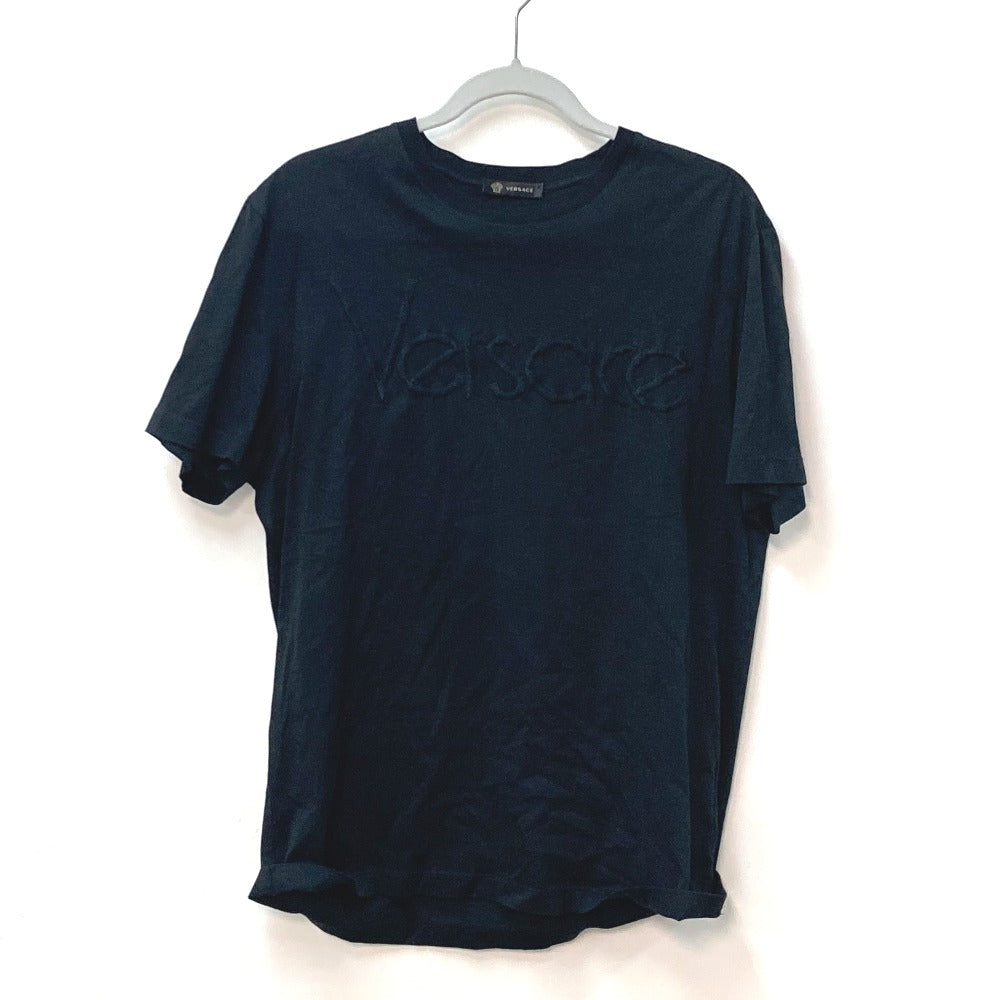 VERSACE Men's Black Short Sleeve Cotton T-Shirt with Logo