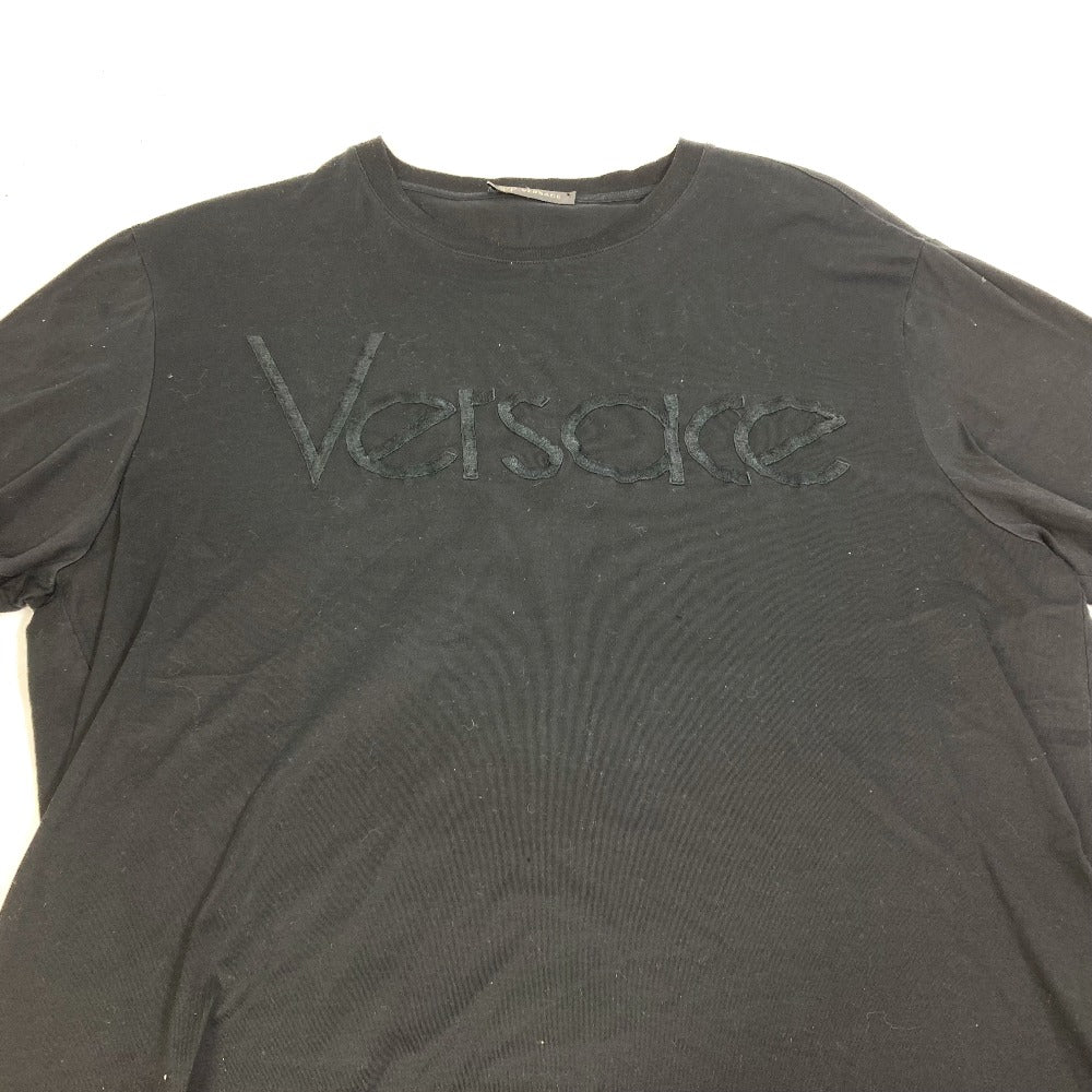 VERSACE Men's Black Short Sleeve Cotton T-Shirt with Logo