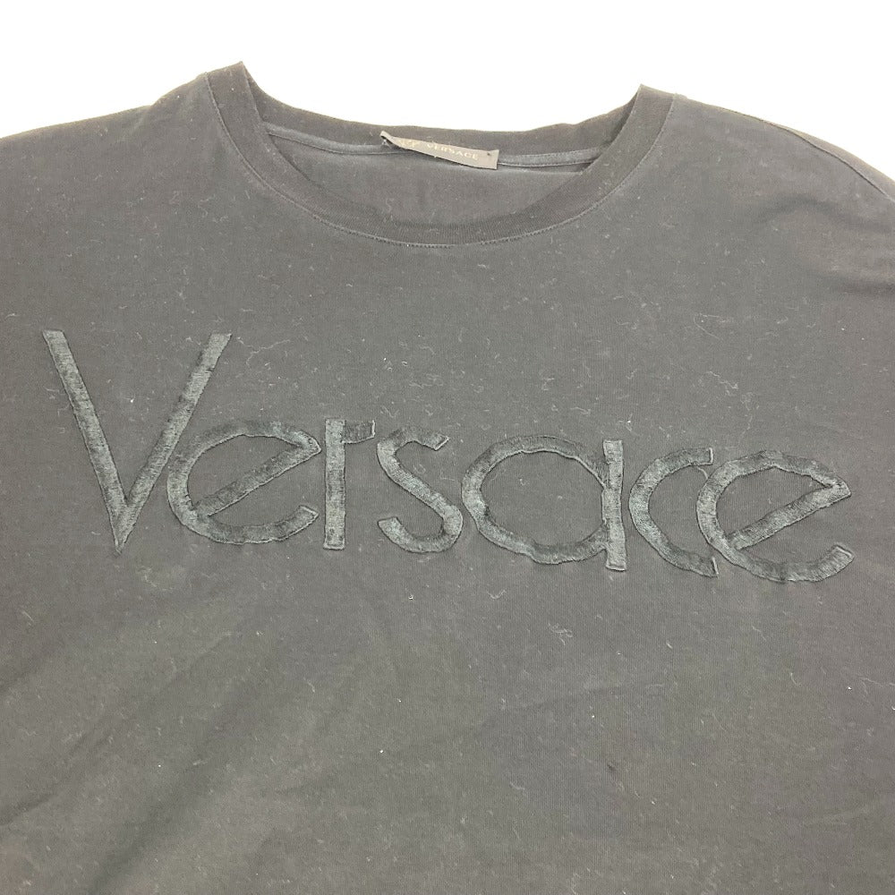 VERSACE Men's Black Short Sleeve Cotton T-Shirt with Logo