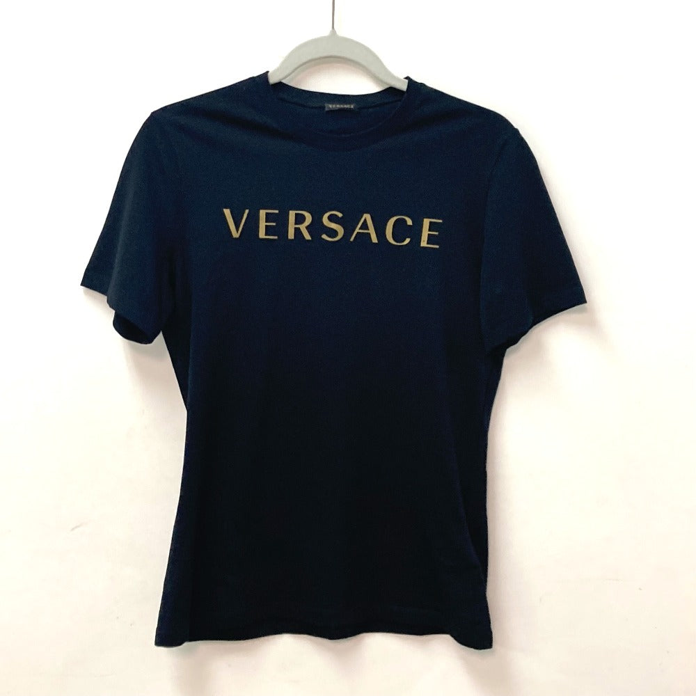 VERSACE Logo Apparel Top, Short Sleeve Cotton T-Shirt, Black, Women's
