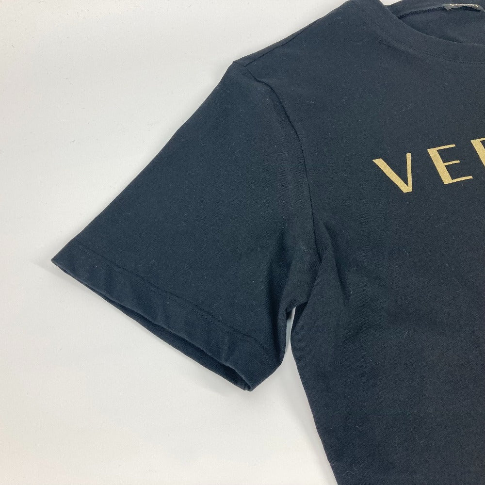 VERSACE Logo Apparel Top, Short Sleeve Cotton T-Shirt, Black, Women's