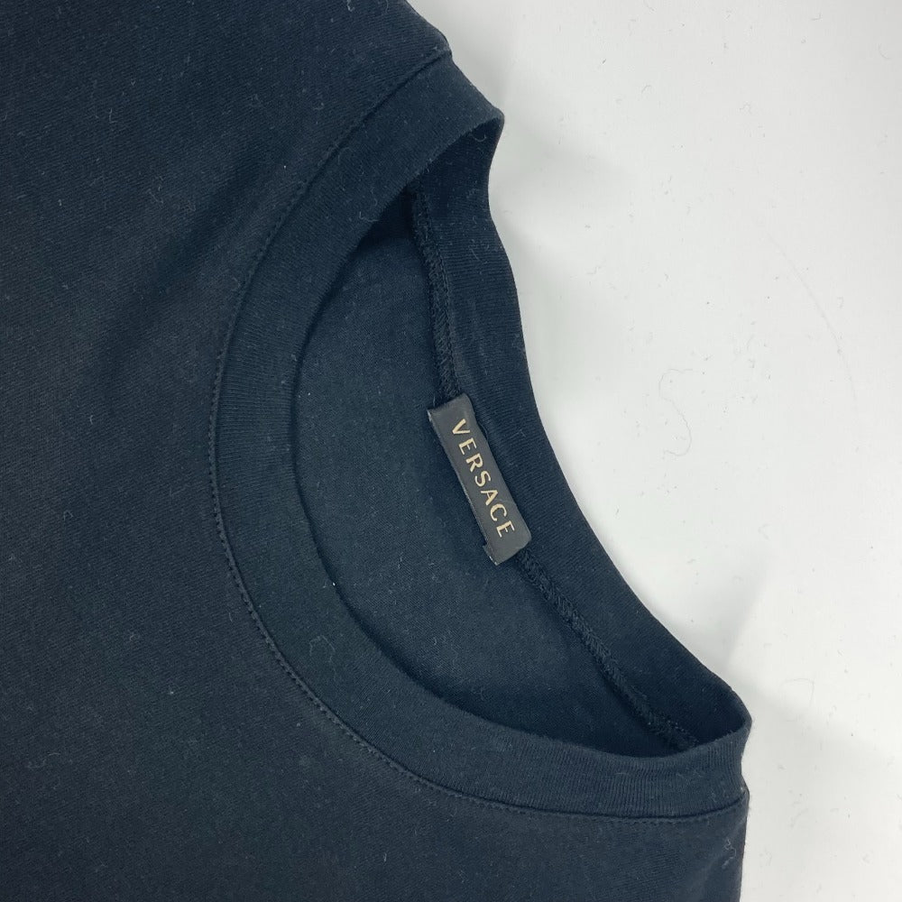 VERSACE Logo Apparel Top, Short Sleeve Cotton T-Shirt, Black, Women's