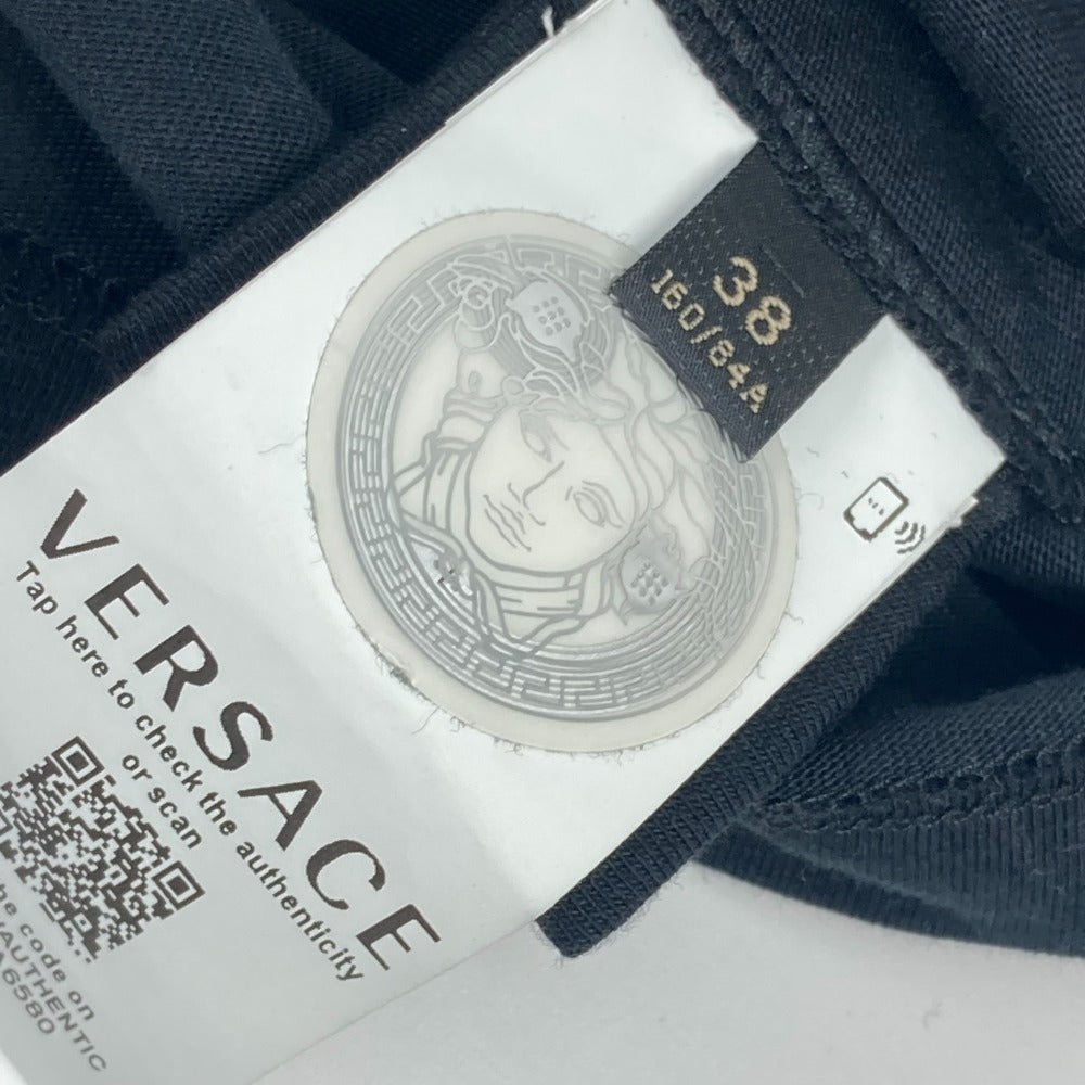 VERSACE Logo Apparel Top, Short Sleeve Cotton T-Shirt, Black, Women's