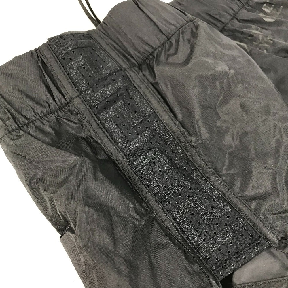 VERSACE Men's Black Nylon Swim Shorts with Logo Print