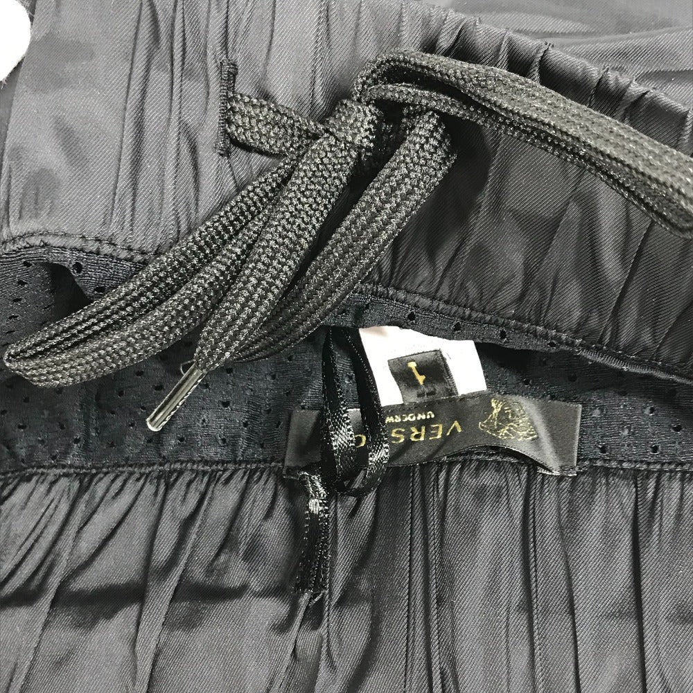 VERSACE Men's Black Nylon Swim Shorts with Logo Print