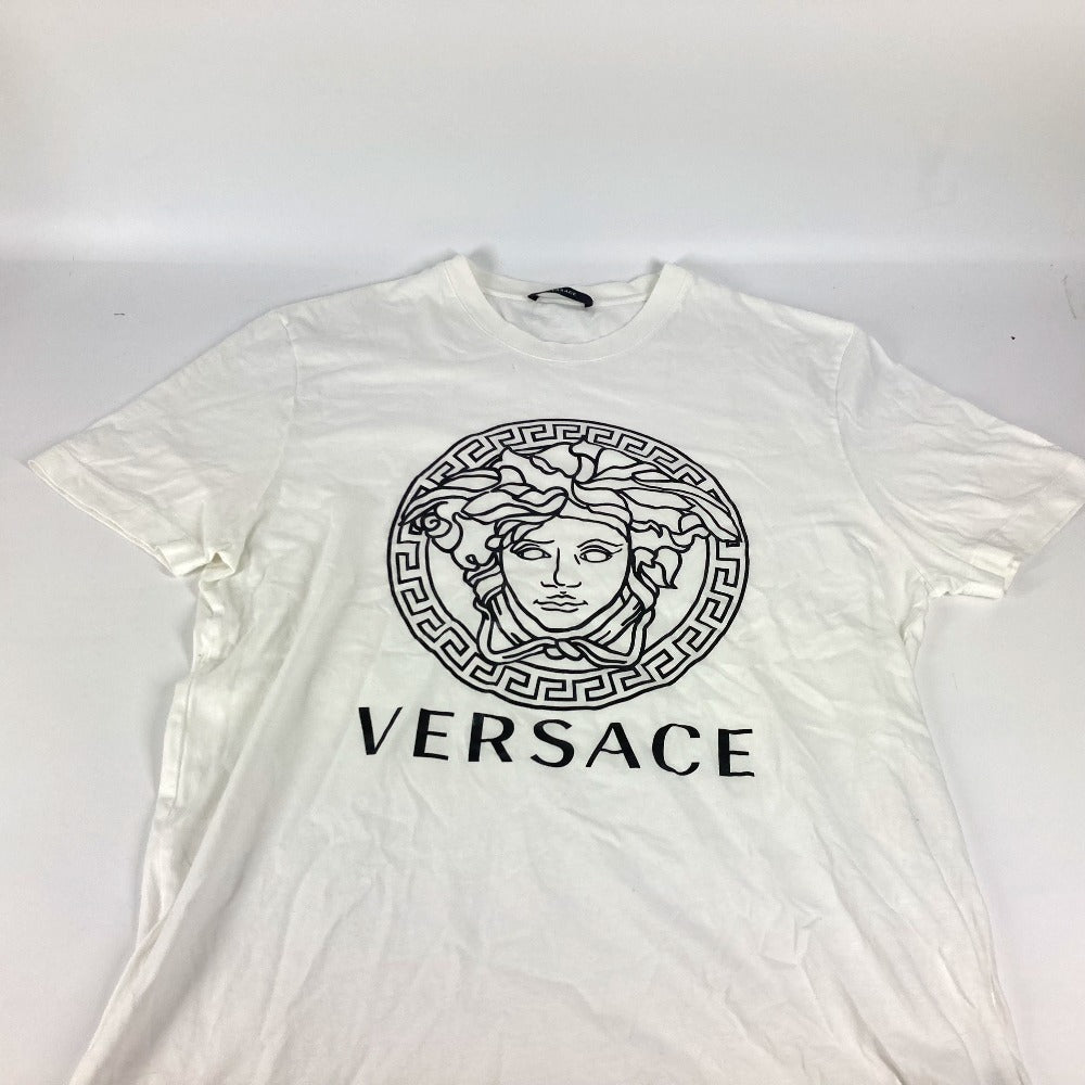 VERSACE メデューサ ロゴ アパレル 半袖 トップス バイカラー 半袖Ｔシャツ コットン メンズ ホワイト