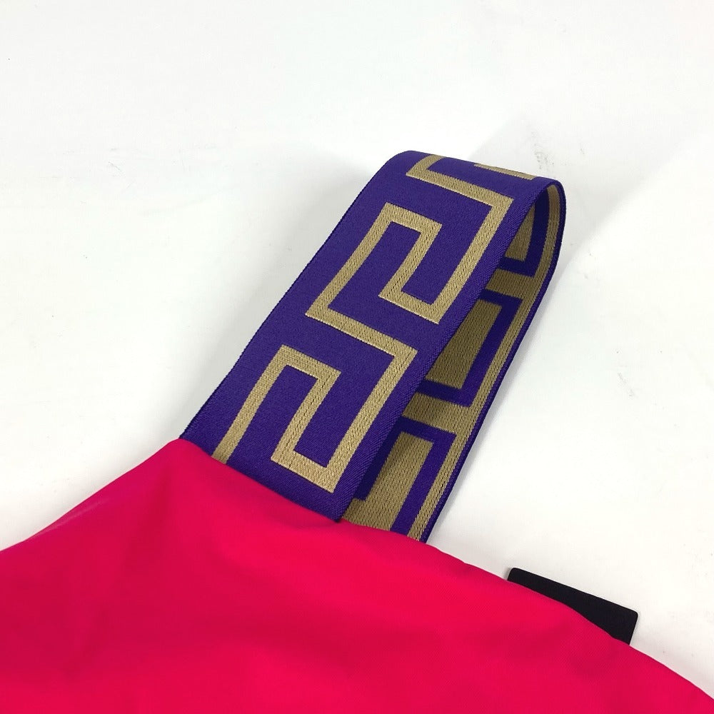 VERSACE Logo Swimwear, Greca, Women's Nylon Swimsuit, Pink
