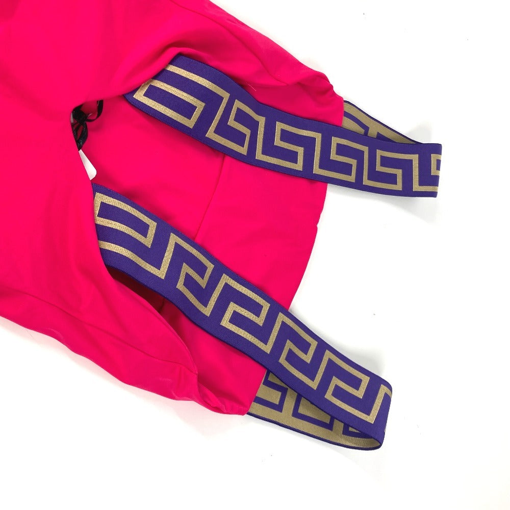 VERSACE Logo Swimwear, Greca, Women's Nylon Swimsuit, Pink