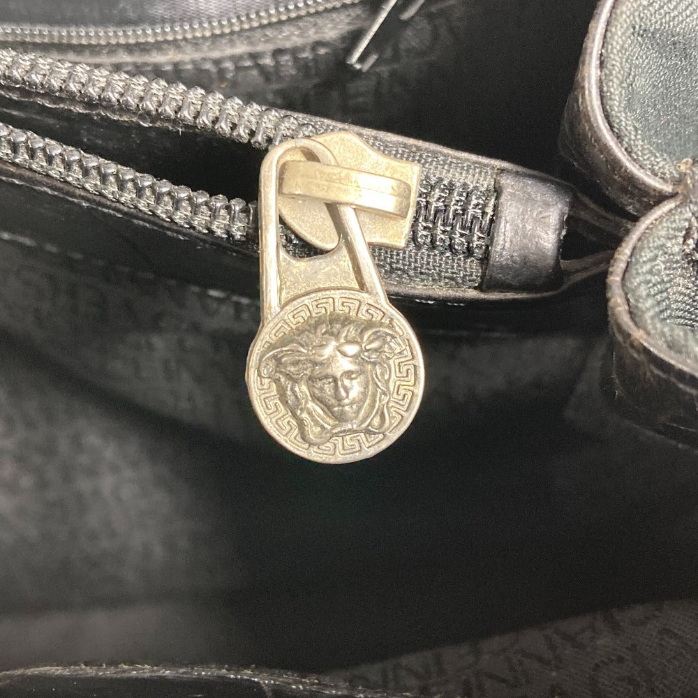 VERSACE ヴィンテージ メデューサ 肩掛け ショルダーバッグ カバン トートバッグ キャンバス/レザー レディース ブラック