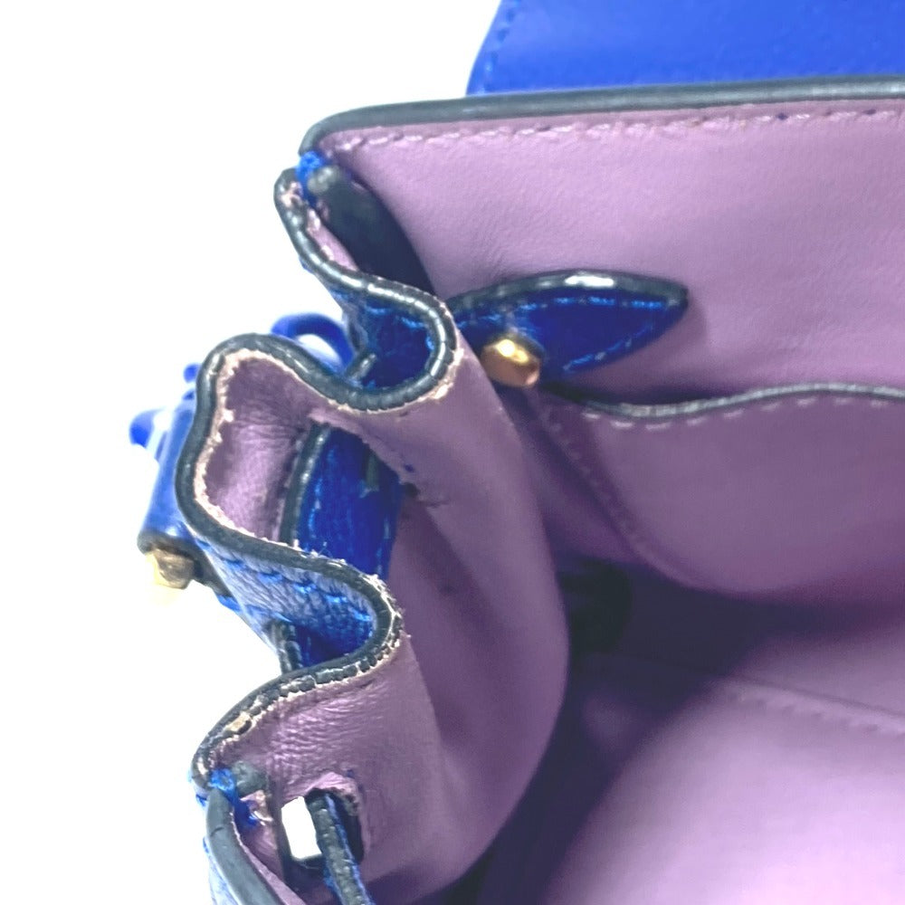 VERSACE メデューサ ロゴ 2WAY チェーン ショルダーバッグ 肩掛け ハンドバッグ レザー レディース ブルー