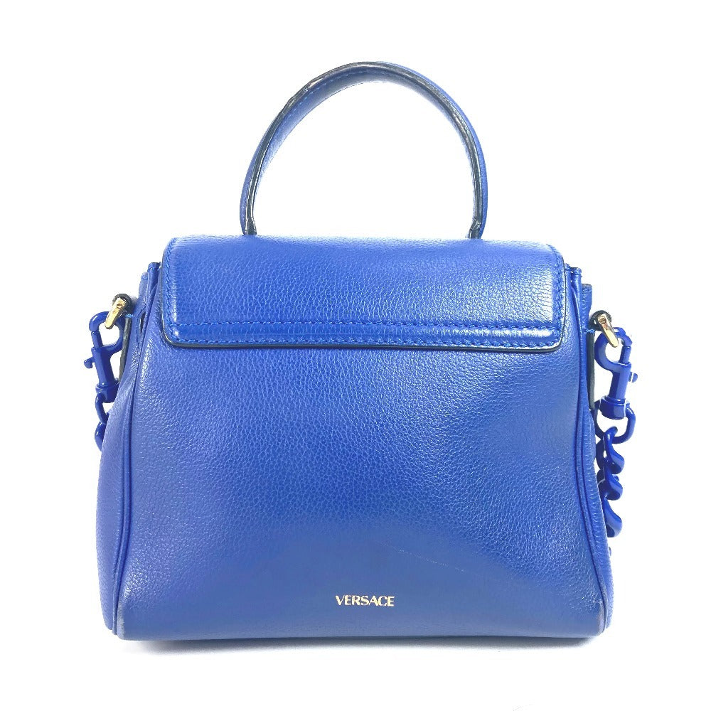 VERSACE メデューサ ロゴ 2WAY チェーン ショルダーバッグ 肩掛け ハンドバッグ レザー レディース ブルー