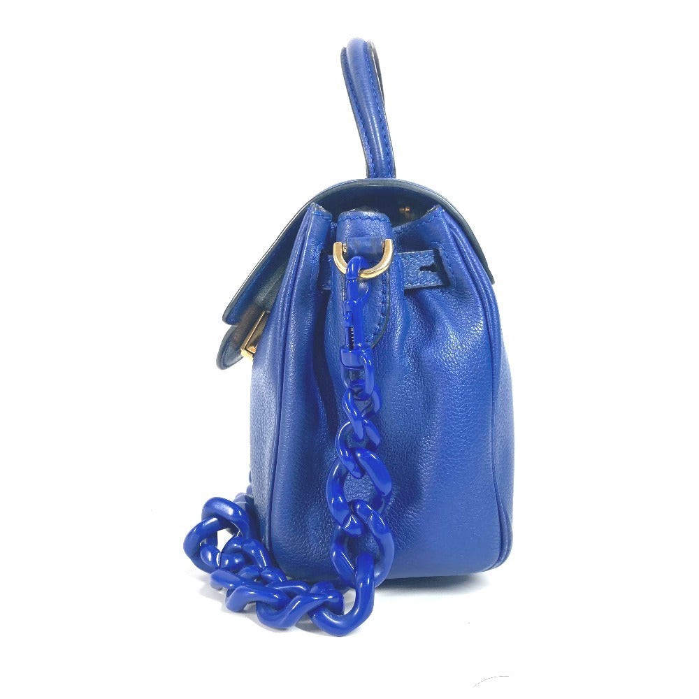 VERSACE メデューサ ロゴ 2WAY チェーン ショルダーバッグ 肩掛け ハンドバッグ レザー レディース ブルー