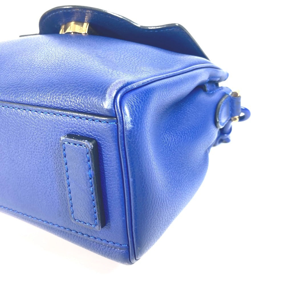 VERSACE メデューサ ロゴ 2WAY チェーン ショルダーバッグ 肩掛け ハンドバッグ レザー レディース ブルー