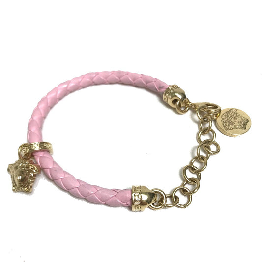 VERSACE メデューサ アクセサリー レザーブレスレット ブレスレット レザー レディース ピンク
