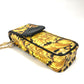 VERSACE ポシェット カバン ヴィンテージ レオパード 豹柄 ヒョウ チェーン 携帯ケース ショルダーバッグ PVC/レザー レディース イエロー