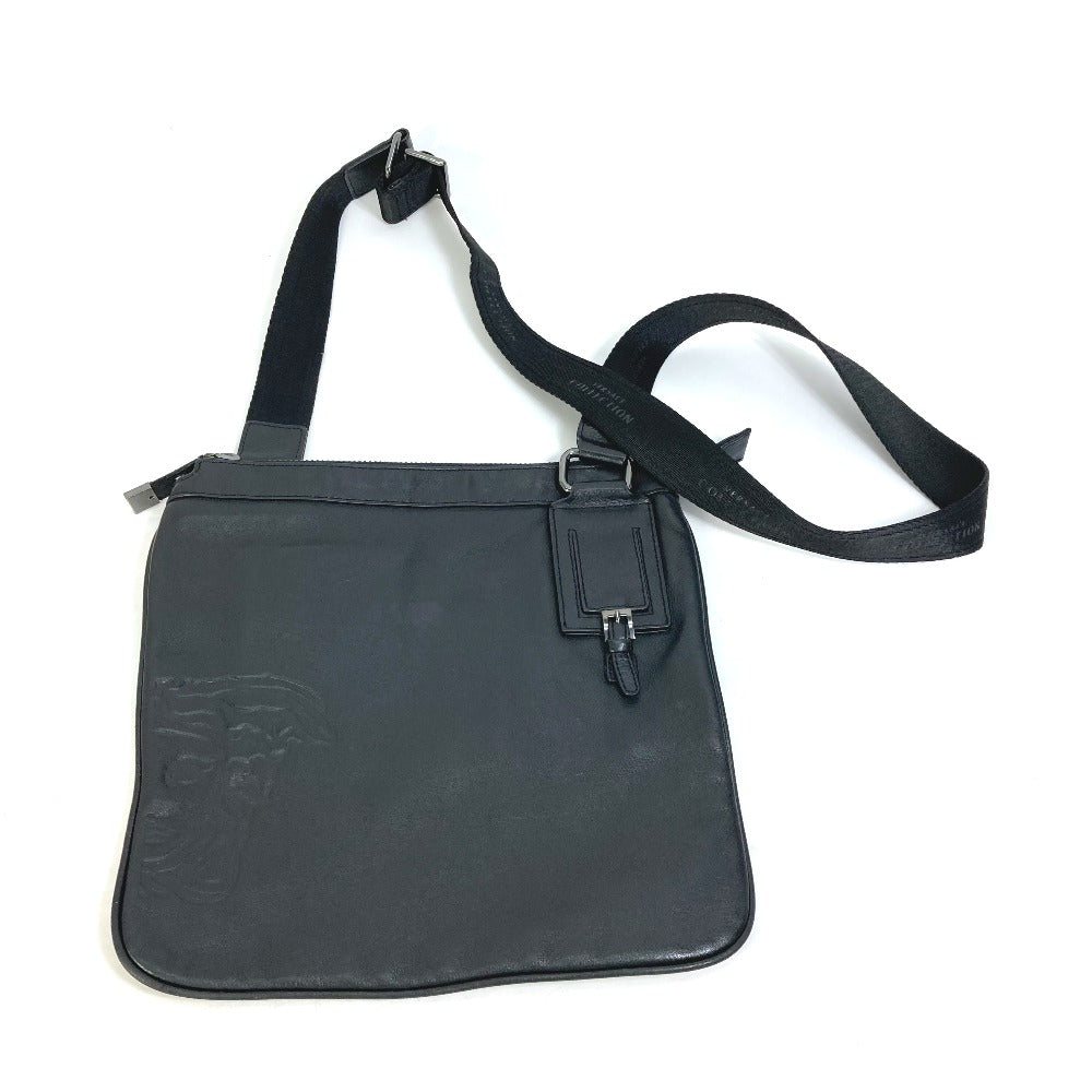 VERSACE Medusa Crossbody Shoulder Bag in Black Leather