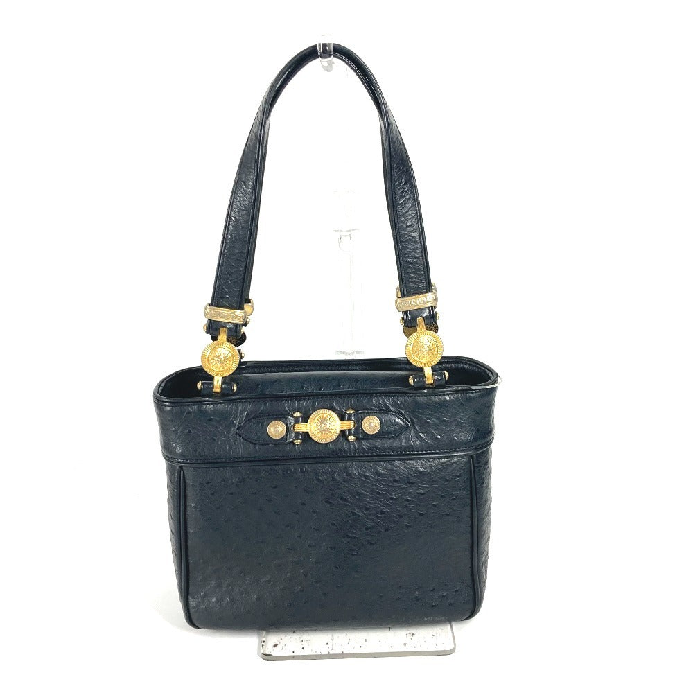 VERSACE Vintage Sunburst Shoulder Tote Bag, Leather, Women's, Black