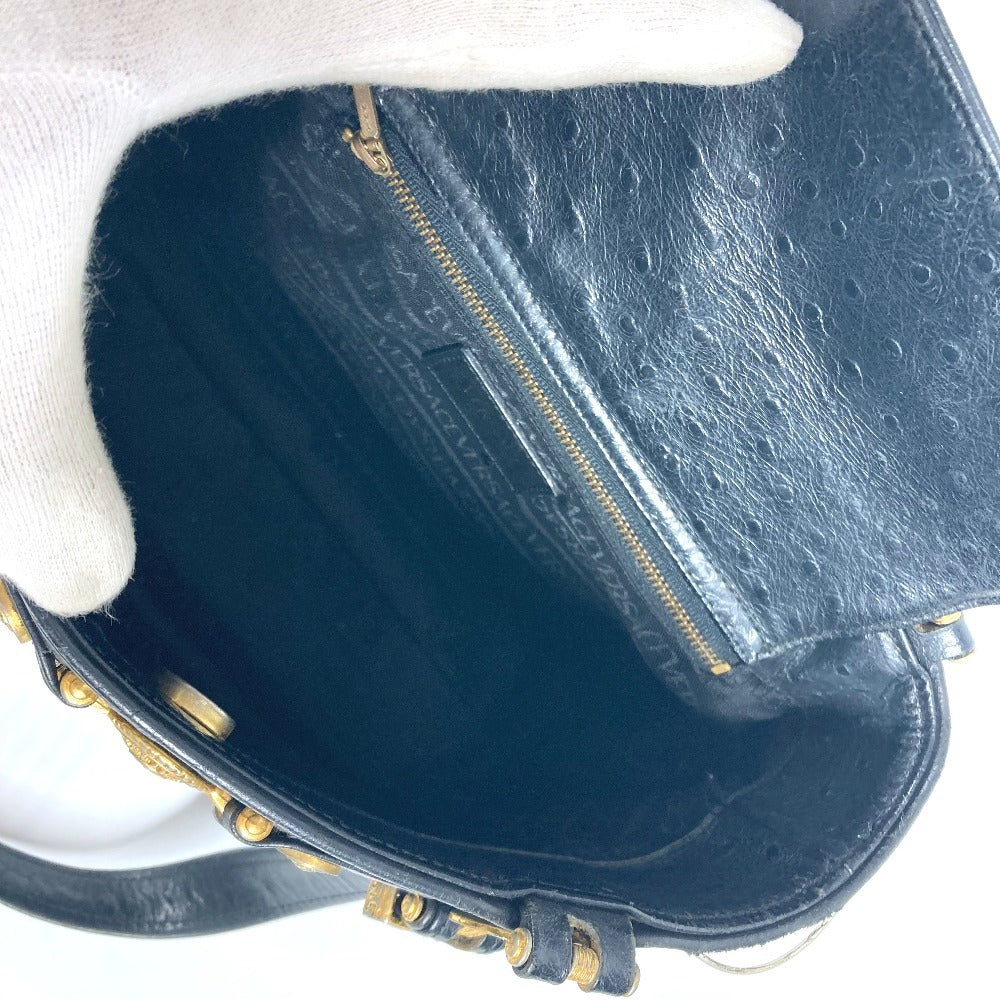 VERSACE Vintage Sunburst Shoulder Tote Bag, Leather, Women's, Black