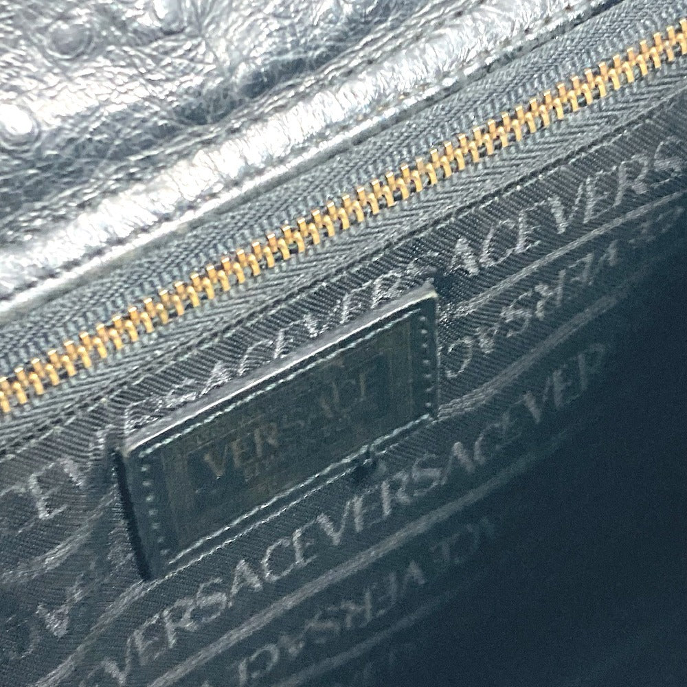 VERSACE Vintage Sunburst Shoulder Tote Bag, Leather, Women's, Black