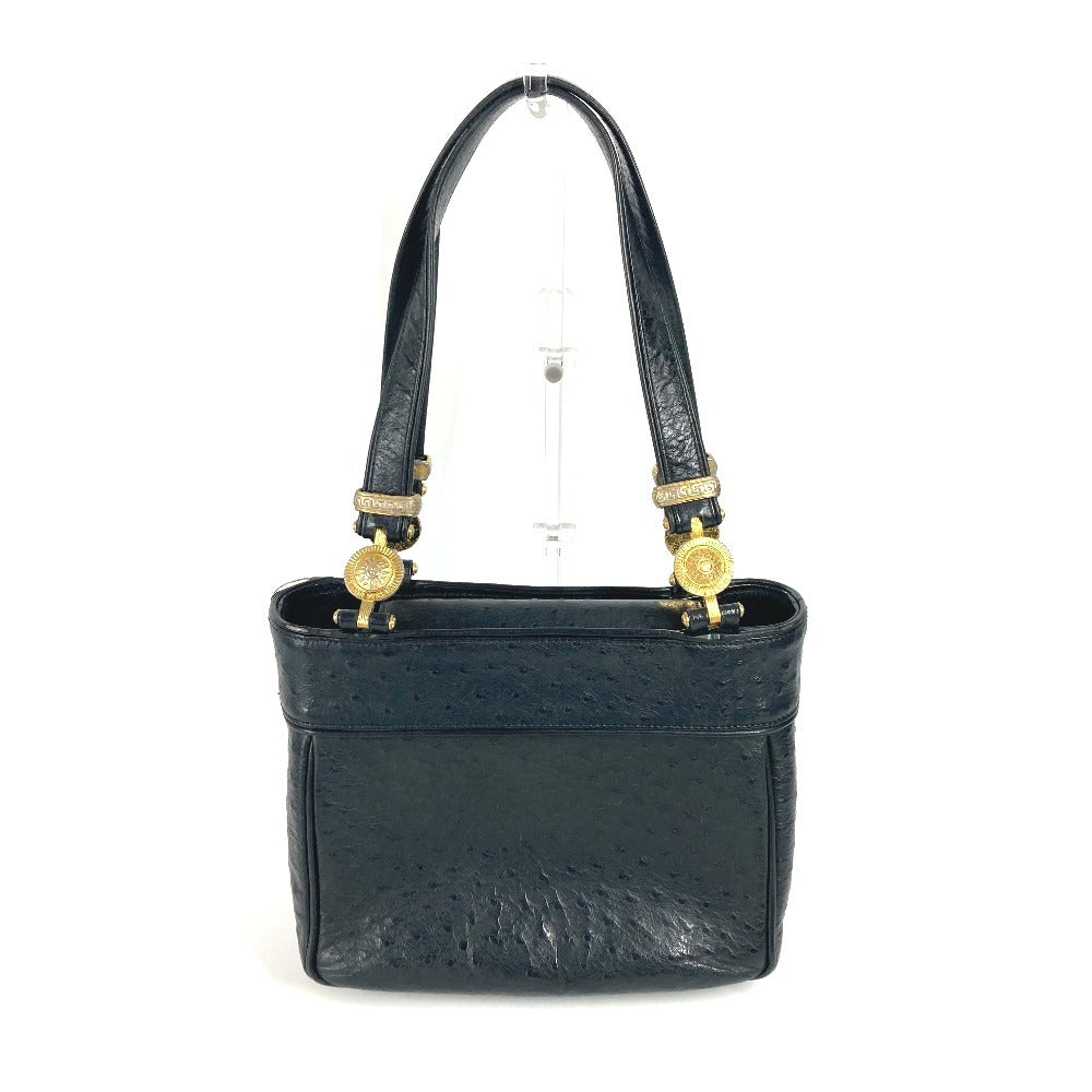 VERSACE Vintage Sunburst Shoulder Tote Bag, Leather, Women's, Black