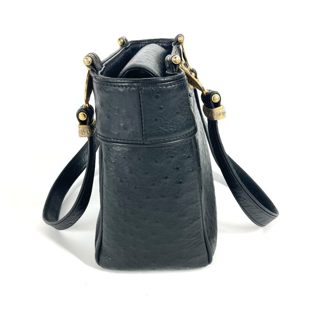 VERSACE Vintage Sunburst Shoulder Tote Bag, Leather, Women's, Black
