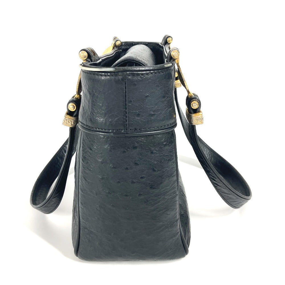 VERSACE Vintage Sunburst Shoulder Tote Bag, Leather, Women's, Black