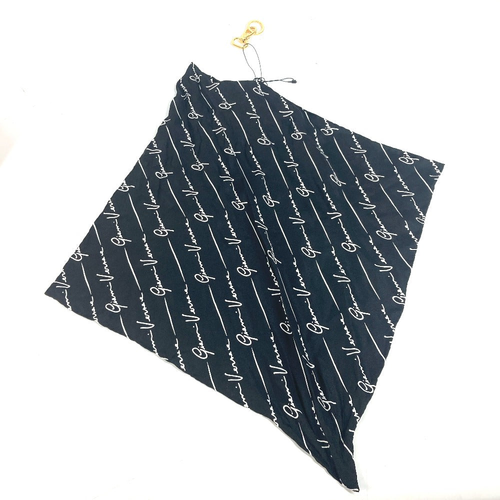 VERSACE ロゴ スカーフ付き バッグチャーム キーホルダー シルク レディース ブラック - brandshop-reference