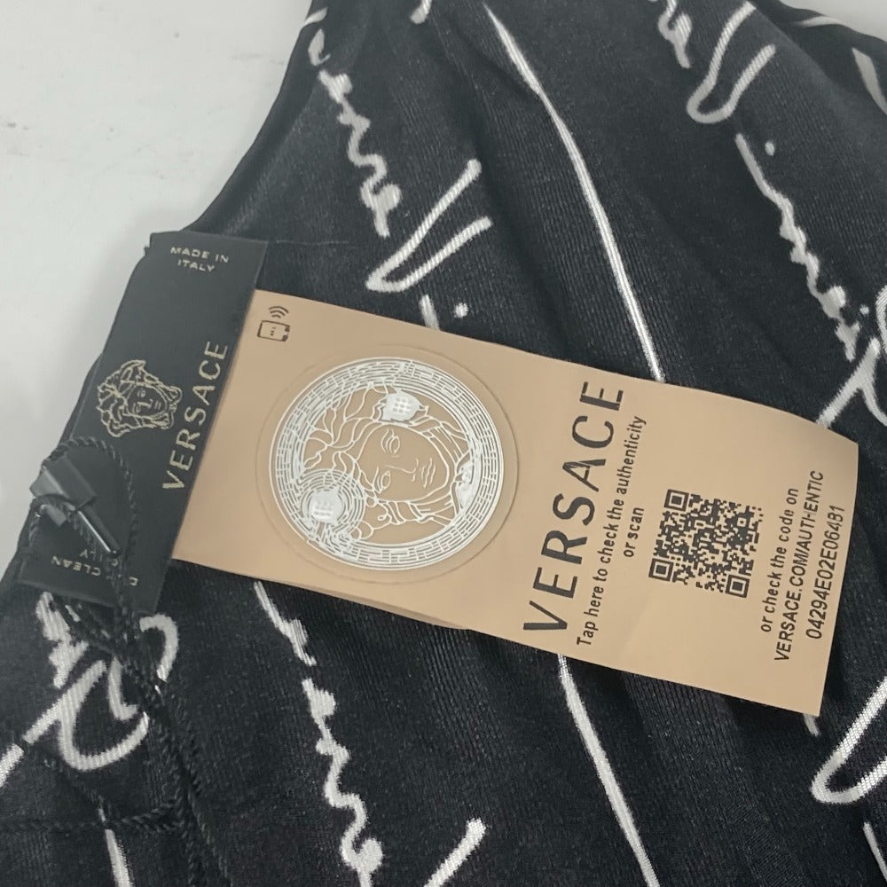 VERSACE ロゴ スカーフ付き バッグチャーム キーホルダー シルク レディース ブラック - brandshop-reference