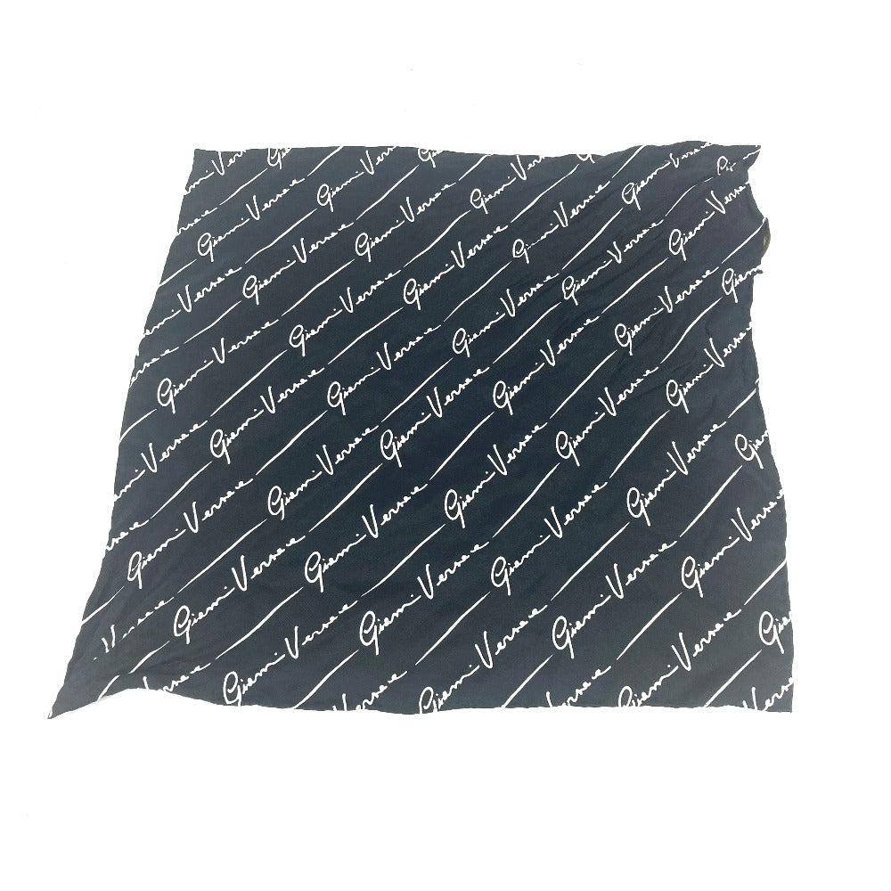 VERSACE ロゴ スカーフ付き バッグチャーム キーホルダー シルク レディース ブラック - brandshop-reference