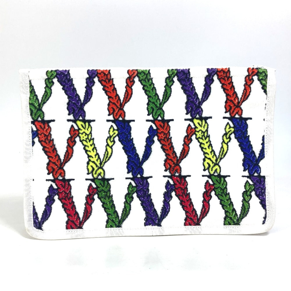 VERSACE Virtus Logo Pouch Clutch Bag, Pile, Women's, White