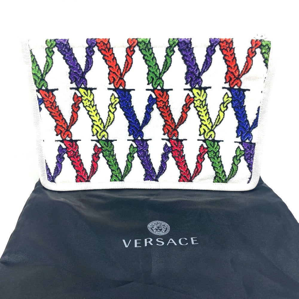 VERSACE Virtus Logo Pouch Clutch Bag, Pile, Women's, White