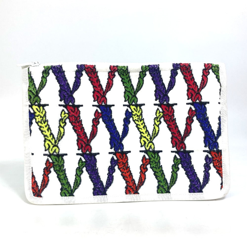 VERSACE Virtus Logo Pouch Clutch Bag, Pile, Women's, White