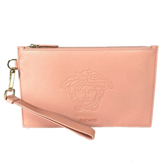 VERSACE カバン ポーチ メデューサ ストラップ付 クラッチバッグ レザー レディース ピンク