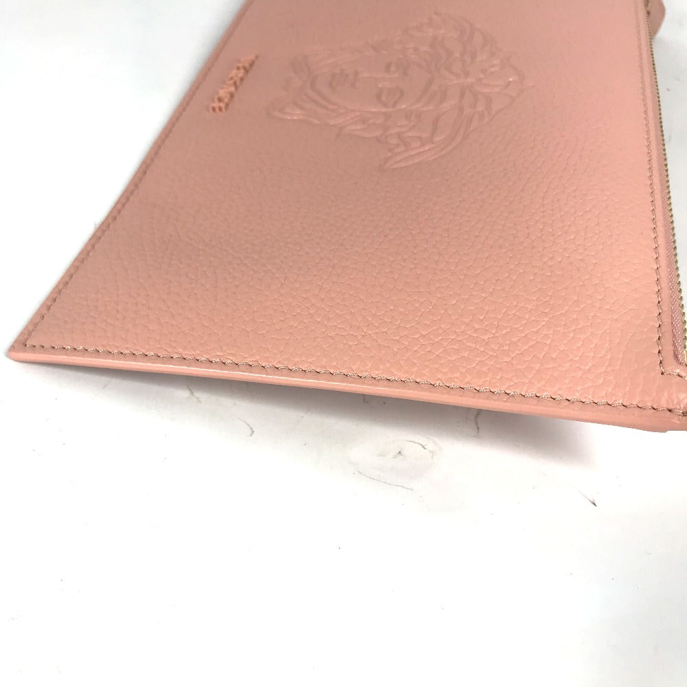 VERSACE Medusa Clutch Bag with Strap, Leather, Pink, Women's