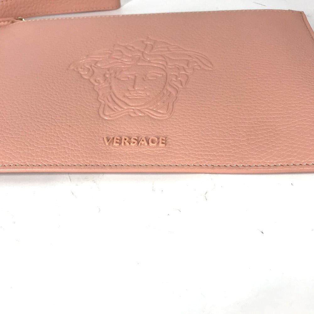 VERSACE Medusa Clutch Bag with Strap, Leather, Pink, Women's