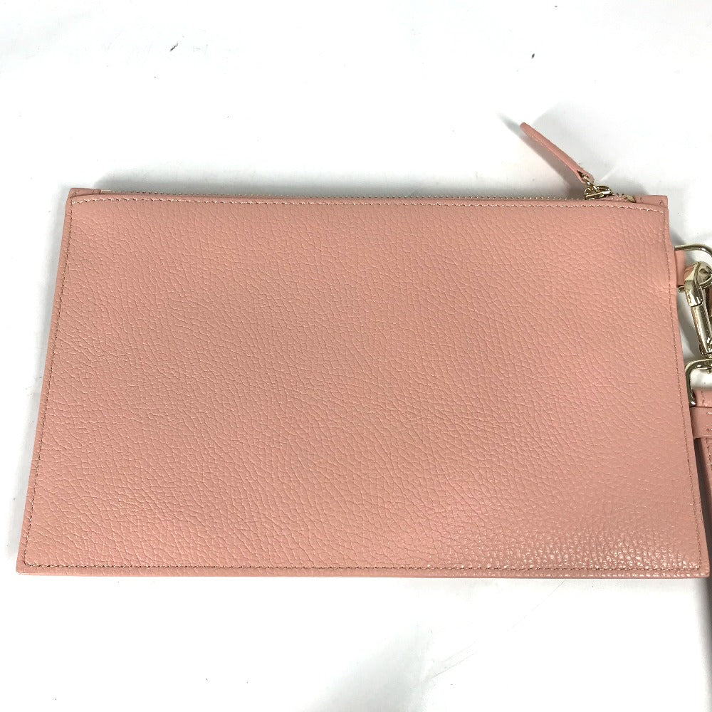 VERSACE Medusa Clutch Bag with Strap, Leather, Pink, Women's