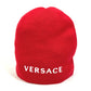 VERSACE Beanie, Knit Cap, Two-Tone Wool Knit Hat, Unisex, Red