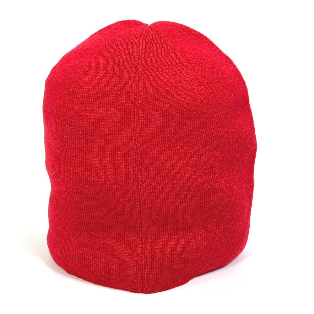 VERSACE Beanie, Knit Cap, Two-Tone Wool Knit Hat, Unisex, Red