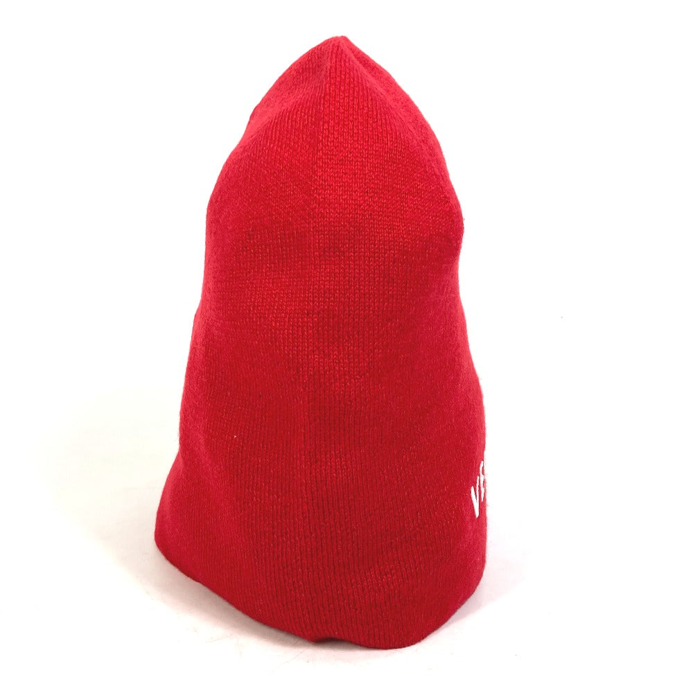 VERSACE Beanie, Knit Cap, Two-Tone Wool Knit Hat, Unisex, Red