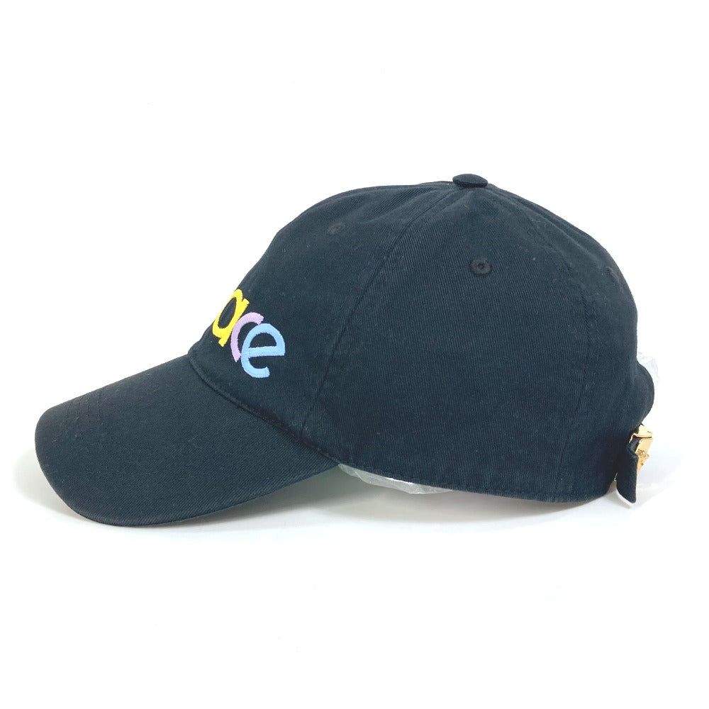 VERSACE Men's Black Cotton Baseball Cap with Rainbow Logo Embroidery